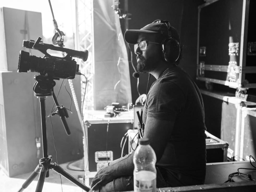 A picture of Fez behind a camera